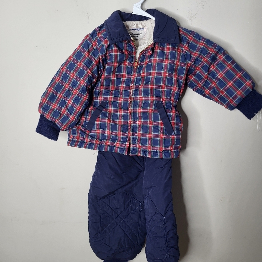 Vintage Rare Hard To FindChildren's Navy Plaid Winter Snow Set Size 2